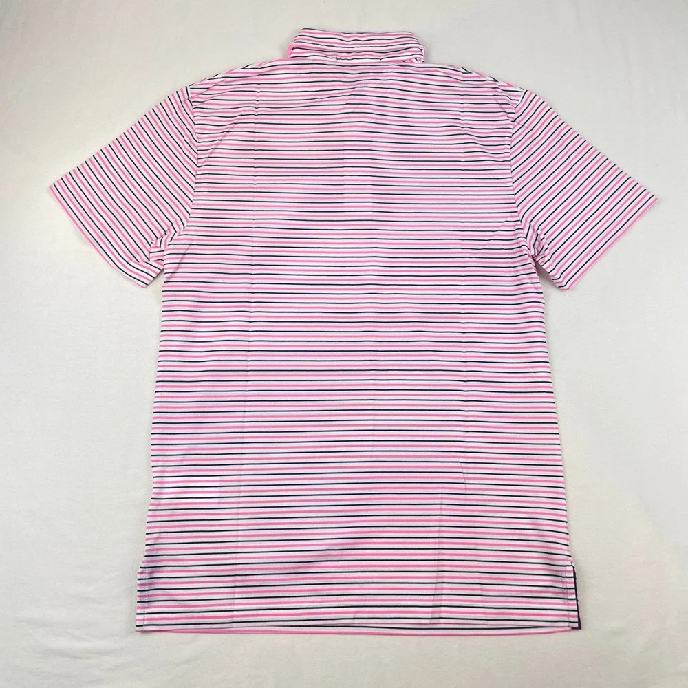 Ralph Lauren Pro Fit Mens Polo Shirt Pink Navy Blue Striped Small S NWOT
